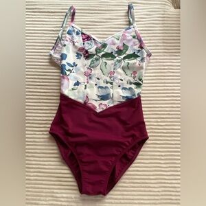 EUC Danse De Paris Leotard S Adult, Floral and Burgundy 🩷